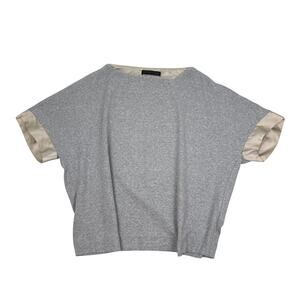 Fabiana Filippi Cotton Lycra Silk Top Ball Chain Trim Made in Italy Heather Gray